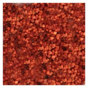 Eine Nahaufnahme eines Haufens roter Samen des Griechischen Weihrauchs Nazareth.