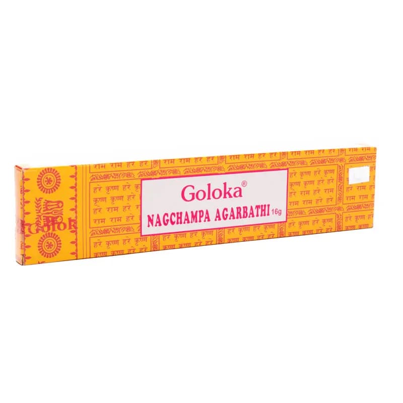 Goloka Räucherstäbchen in Orange und Gelb.