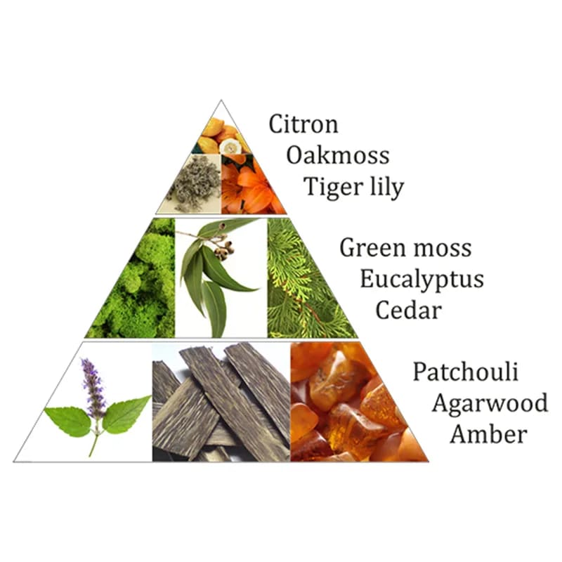 Eine Pyramide mit verschiedenen Arten ätherischer Öle.