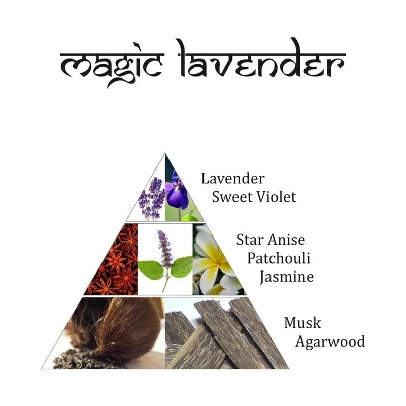 Eine Pyramide mit der Aufschrift Magic Lavender.